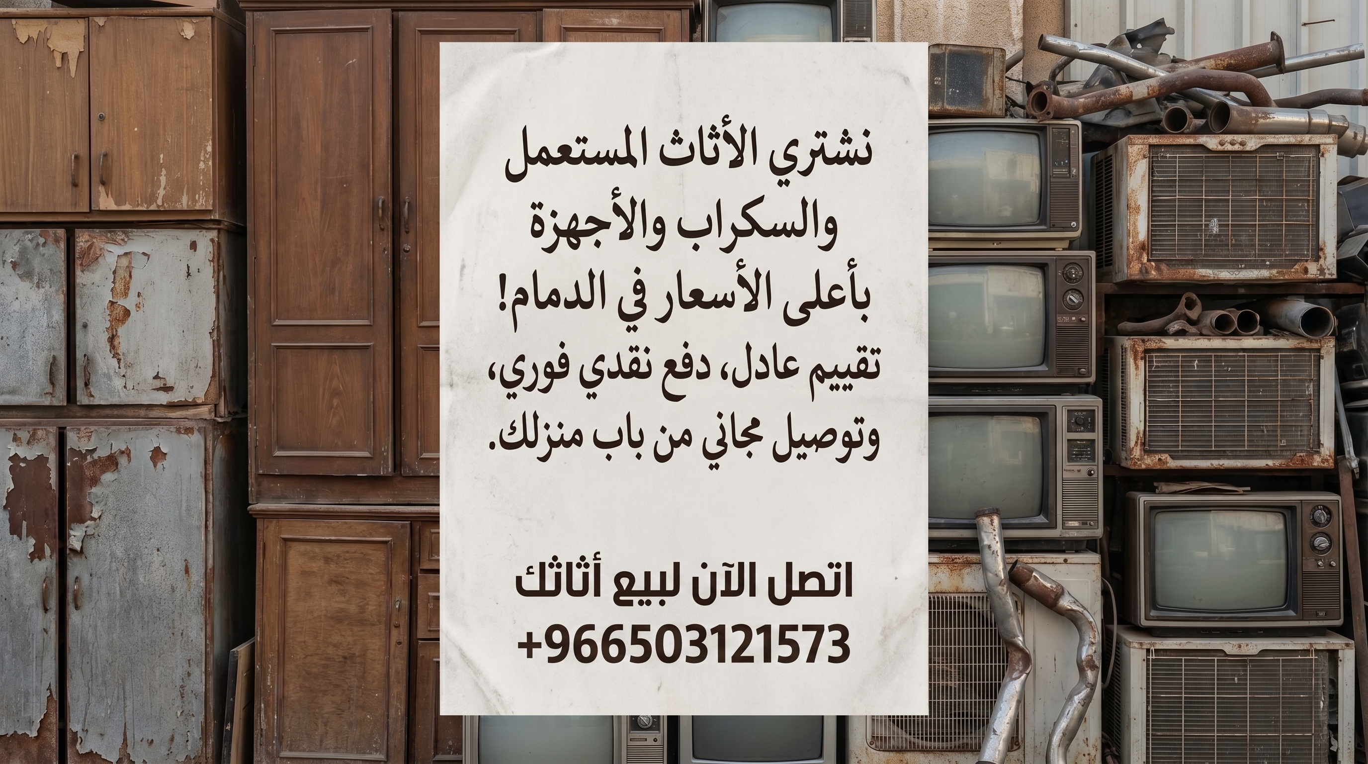 فريق شراء اثاث مستعمل بالدمام وأبو بكر أثناء تقييم قطعة أثاث